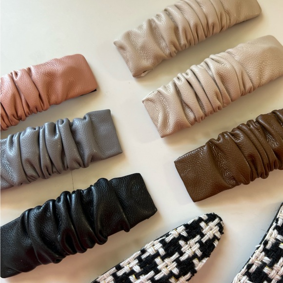 Faux Leather Neutral Clips Barrettes - Picture 3 of 6